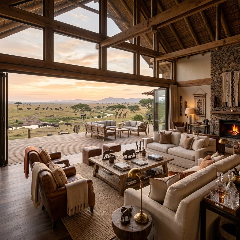 Luxurious safari lodge interior